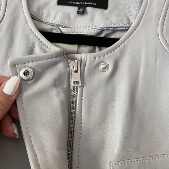 Lamb skin grey leather jacket
